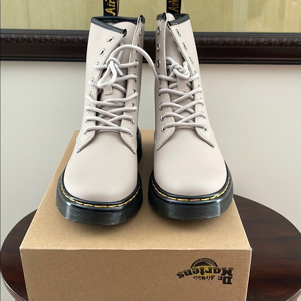 Dr. Martens Women's Lace-Up Combat Boots in Blush Taupe